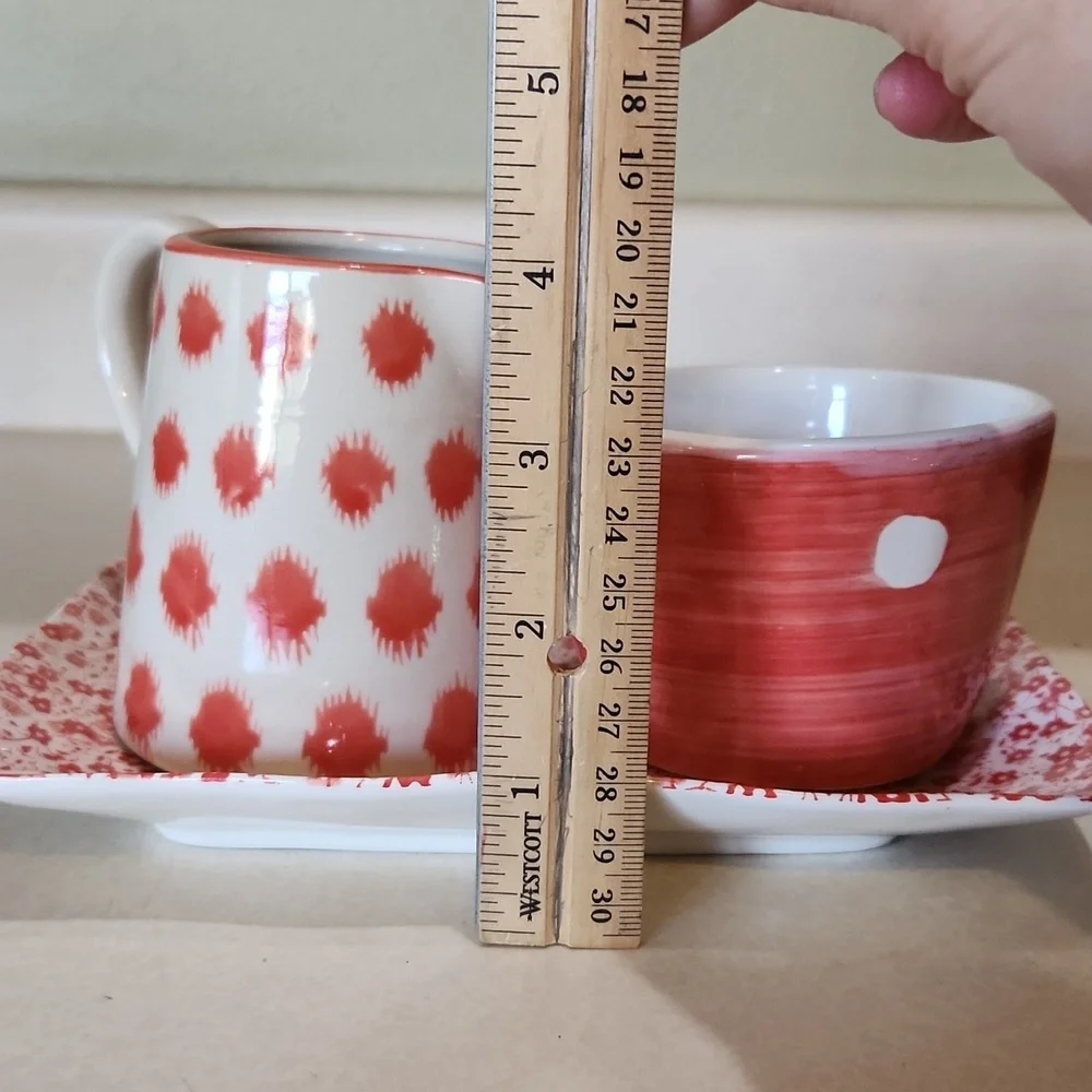 CREATIVE CO-OP creamer And Sugar With Serving Plate 3 Piece Set Creamsickle